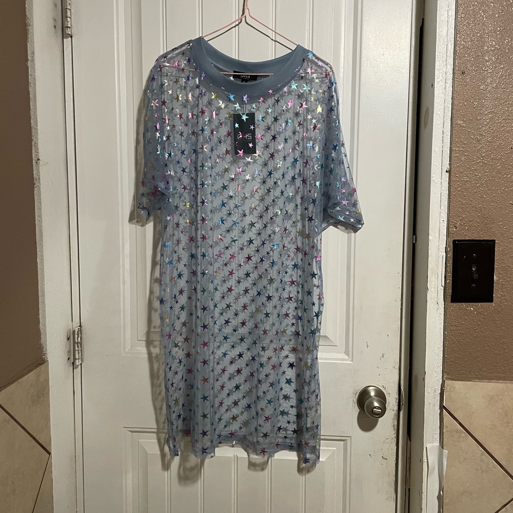 Starry Short Sleeve Tee - Blue and Multicolor